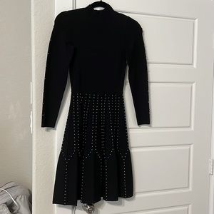 Sandro Paris knot black dress with silver bead detailing size 36